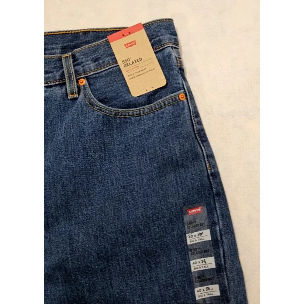 Levis Jeans Mens‎ Sz 40 x 35 36 NEW 550 Relaxed Fit Mid Blue Big & Tall Classic